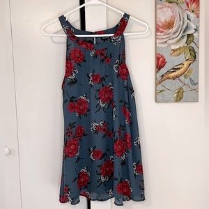 Torrid blue floral halter neck sleeveless top